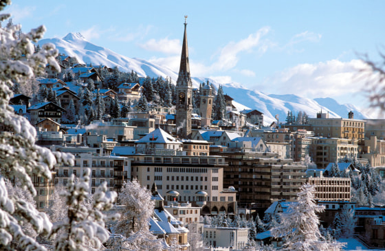 Panoramic winter view of the town of St. Moritz in Switzerland
